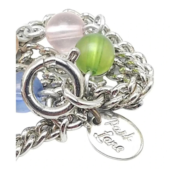 ParkLane Pastel Bead Triple Strands Necklace Silver Tone Vintage - Picture 4 of 5